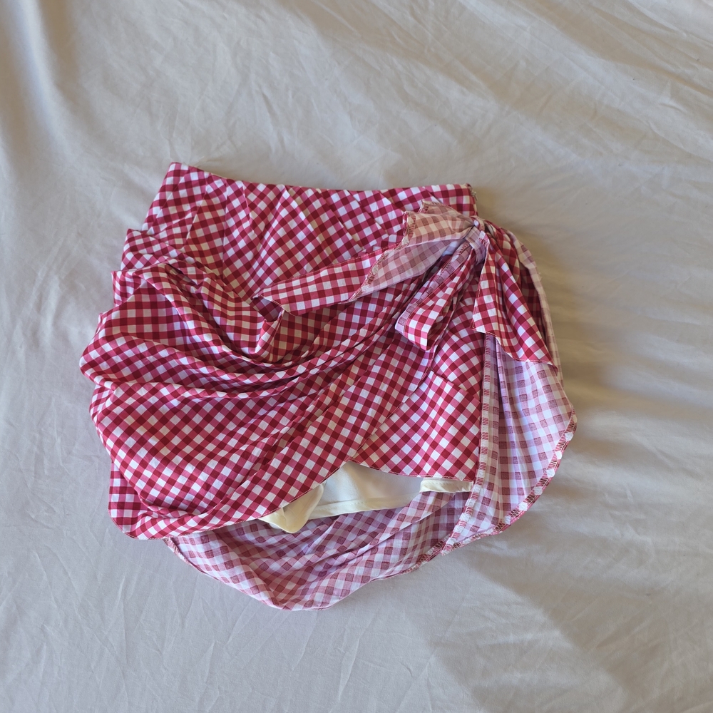 Red Gingham Mini Skirt